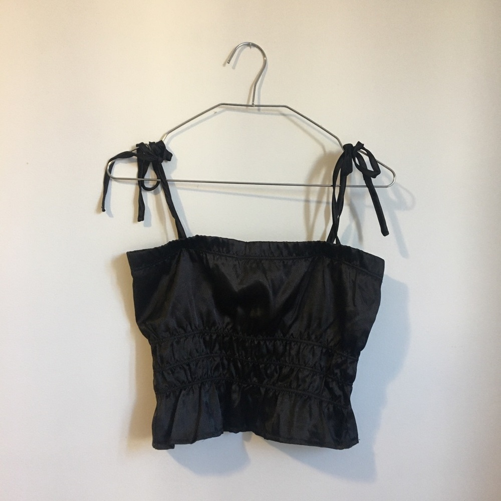Nasty Gal Ruched satin slip tie top